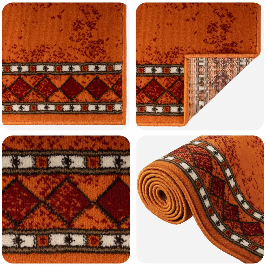 Tappeto Runner FLORNES Tessuto Arancione 80 x 400 cm PP 7 mm 42057224
