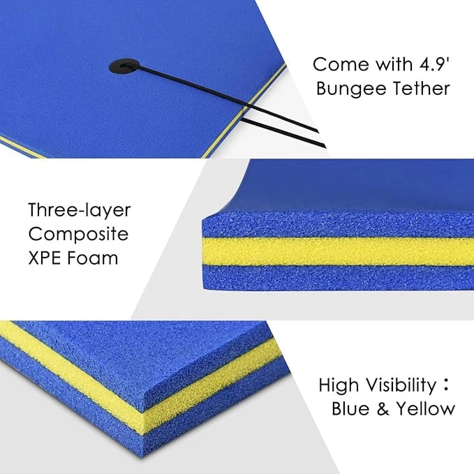 Tappeto Galleggiante per Piscina e Mare, 270 x 180 cm, Materassino Galleggiante in Schiuma per Rilassarsi e Divertirsi, Con Cuscino per la Testa (Blu 270 x 180 cm)