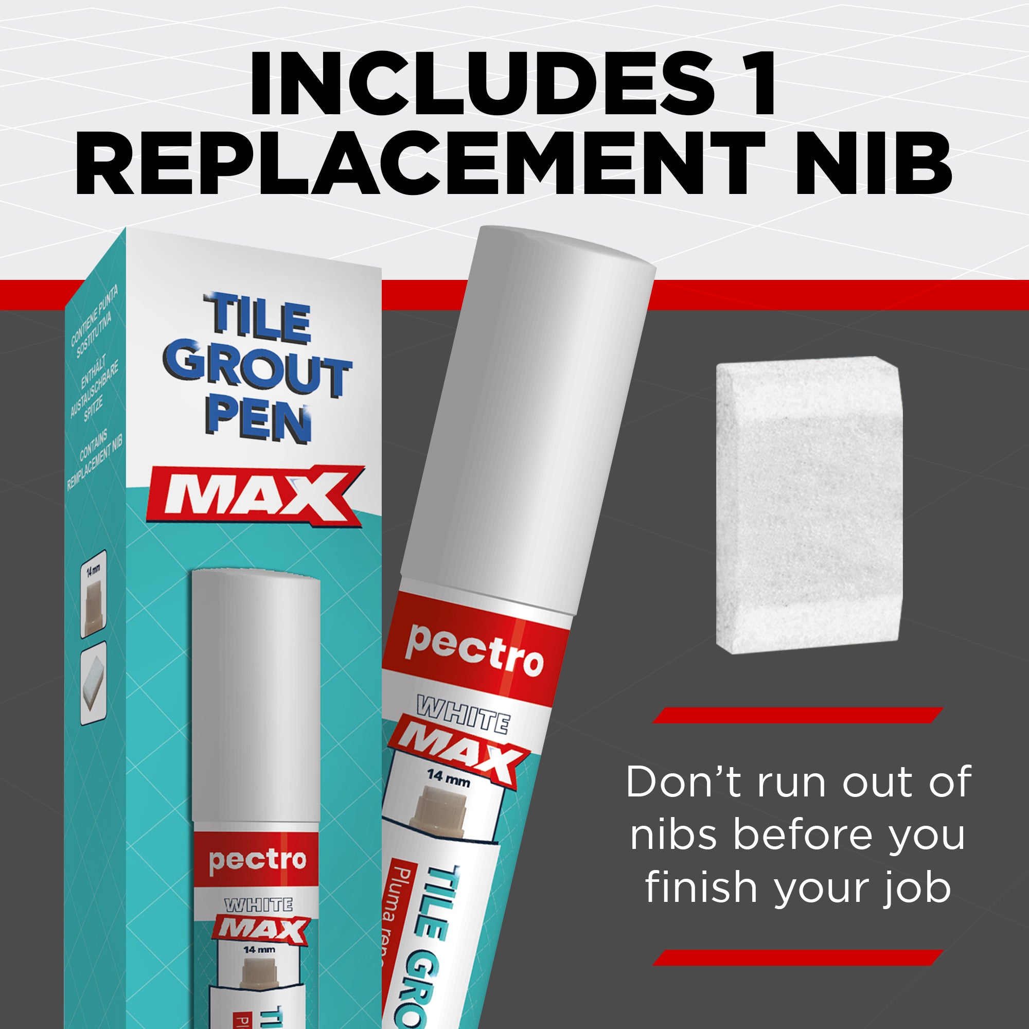 Pennarello per fughe delle piastrelle Bianco PUNTA GROSSA (14x7 mm) Pectro 25ml 