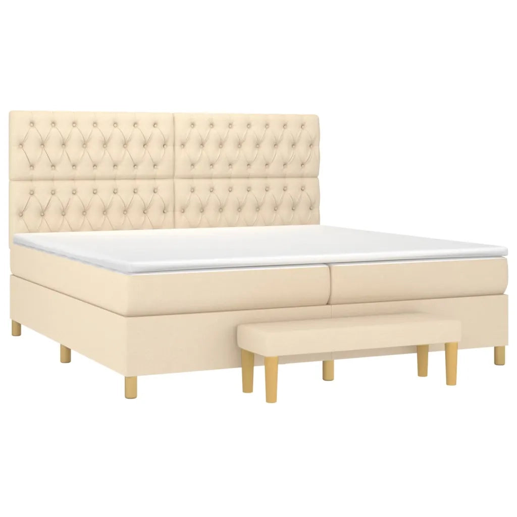 Giroletto a Molle con Materasso Crema 200x200 cm in Tessuto 3137426