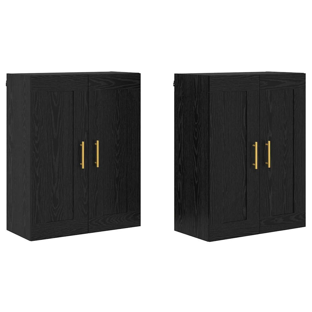 Mobile a muro 2 pcs Rovere Nero 69,5 x 34 x 90 cm