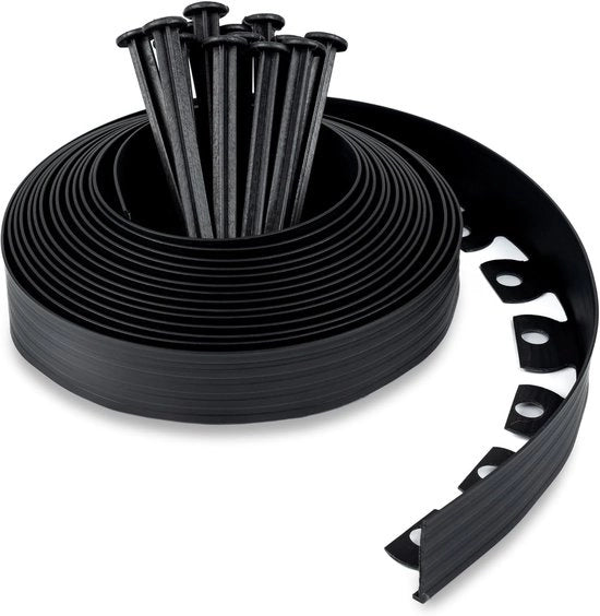 Gazonrand Flexibile in Kunststof - Tuinafvoering senza Scavare - 10 m - Nero - Altezza 50 mm