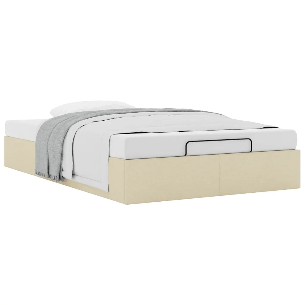 Struttura Letto Pouf senza Materasso Crema 120x190cm in Tessuto