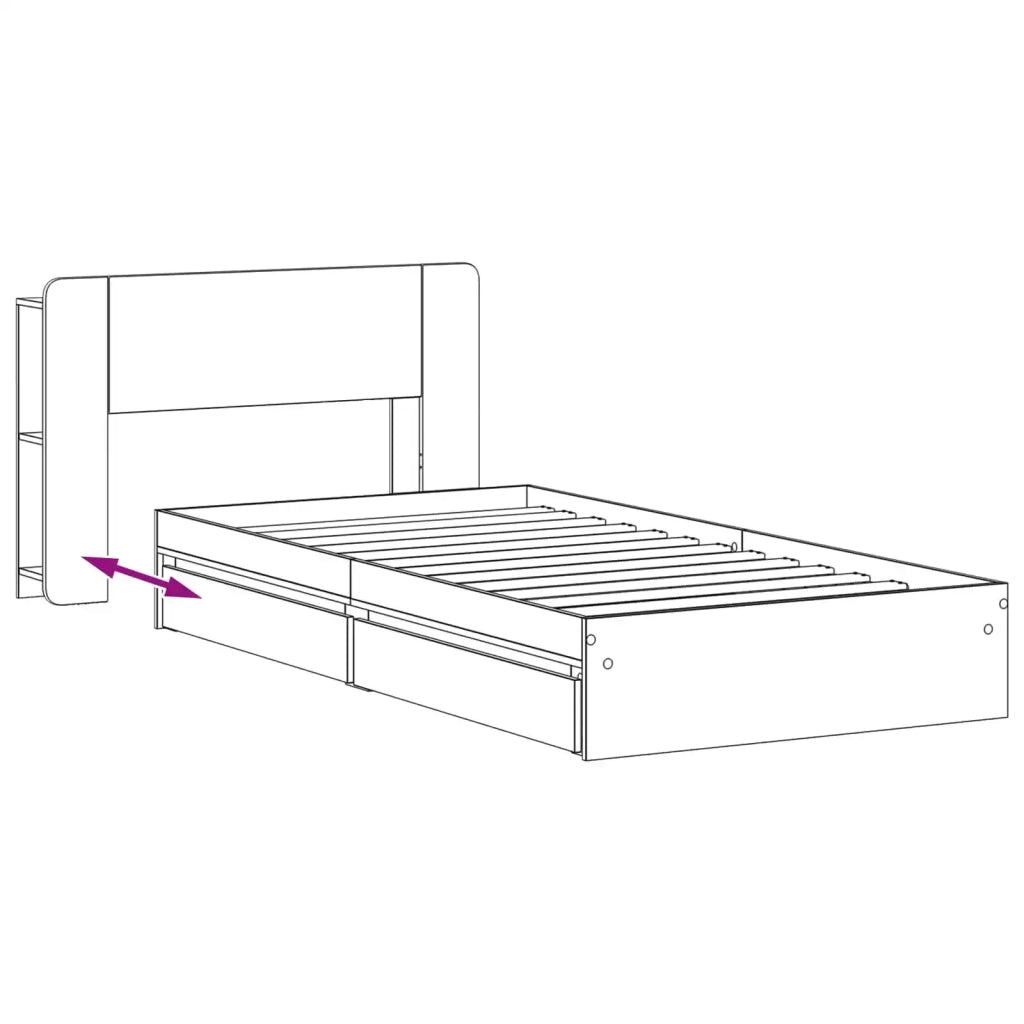 Telaio del letto con storage Rovere Sonoma 90 x 200 cm