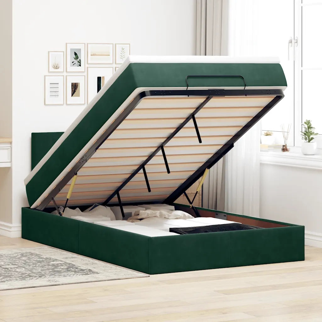 Struttura Letto Pouf con Materasso 120x200 cm Velluto