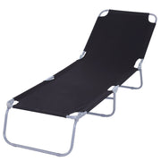 EasyComfort Lettino da Giardino con Schienale Regolabile in 5 Posizioni, Lettino Pieghevole in Metallo e Tessuto Oxford, 187x55x24cm, Nero