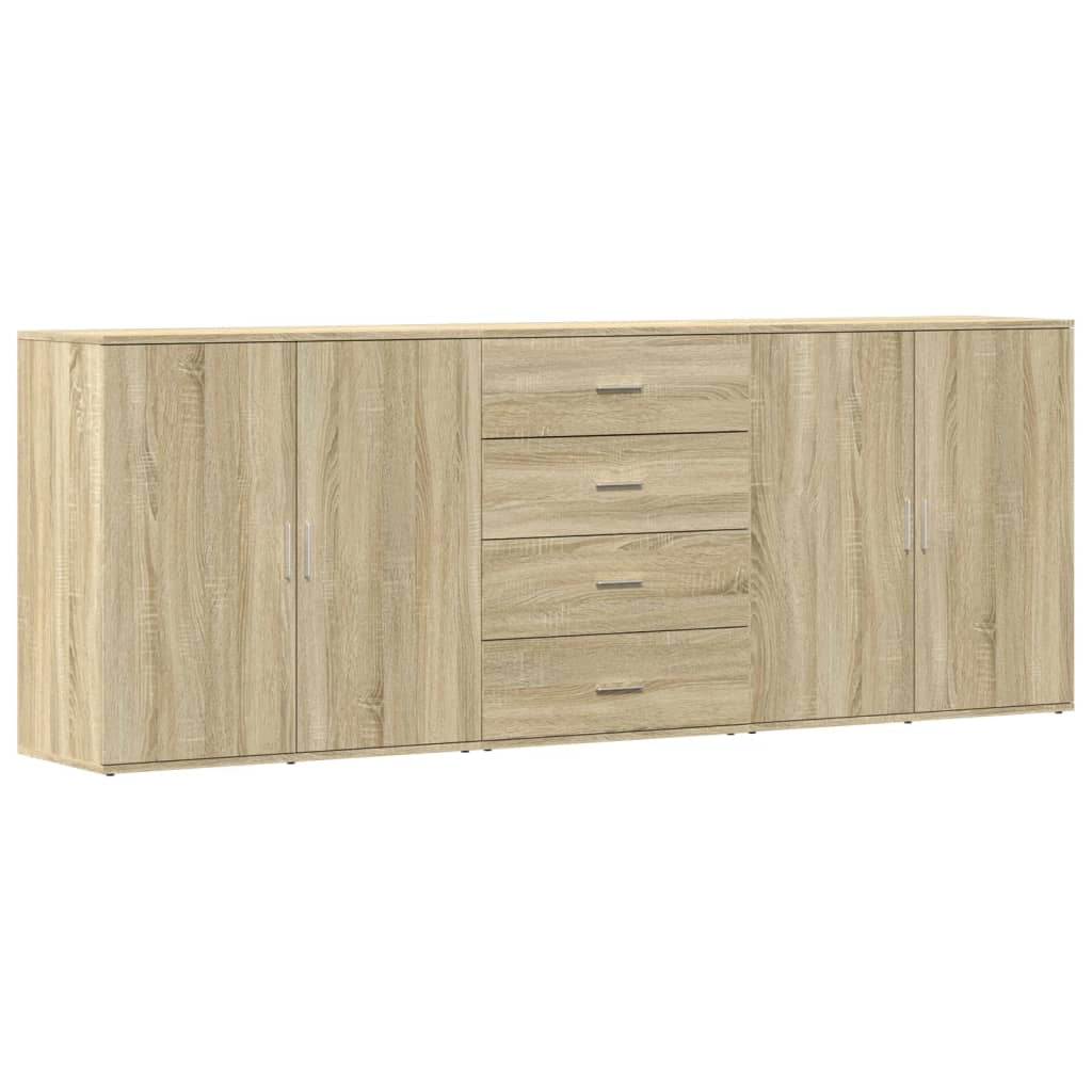 Buffet credenza cassettiera armadio mobile contenitore organizer per cucina soggiorno salotti 3 pezzi legno ingegnerizzato Sonoma marrone 02_0037115