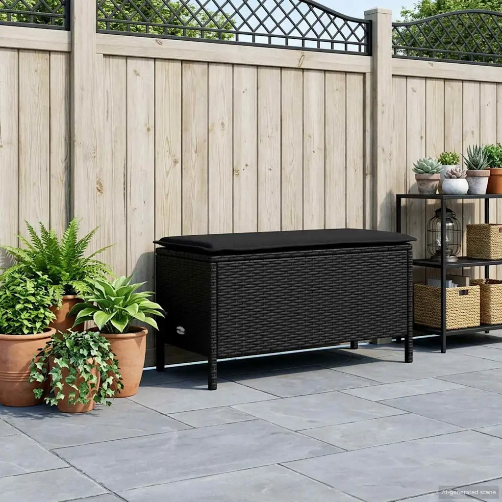 Sedia da giardino-Poggiapiedi da Giardino Nero 80 x 38 x 45 cm Rattan in PE