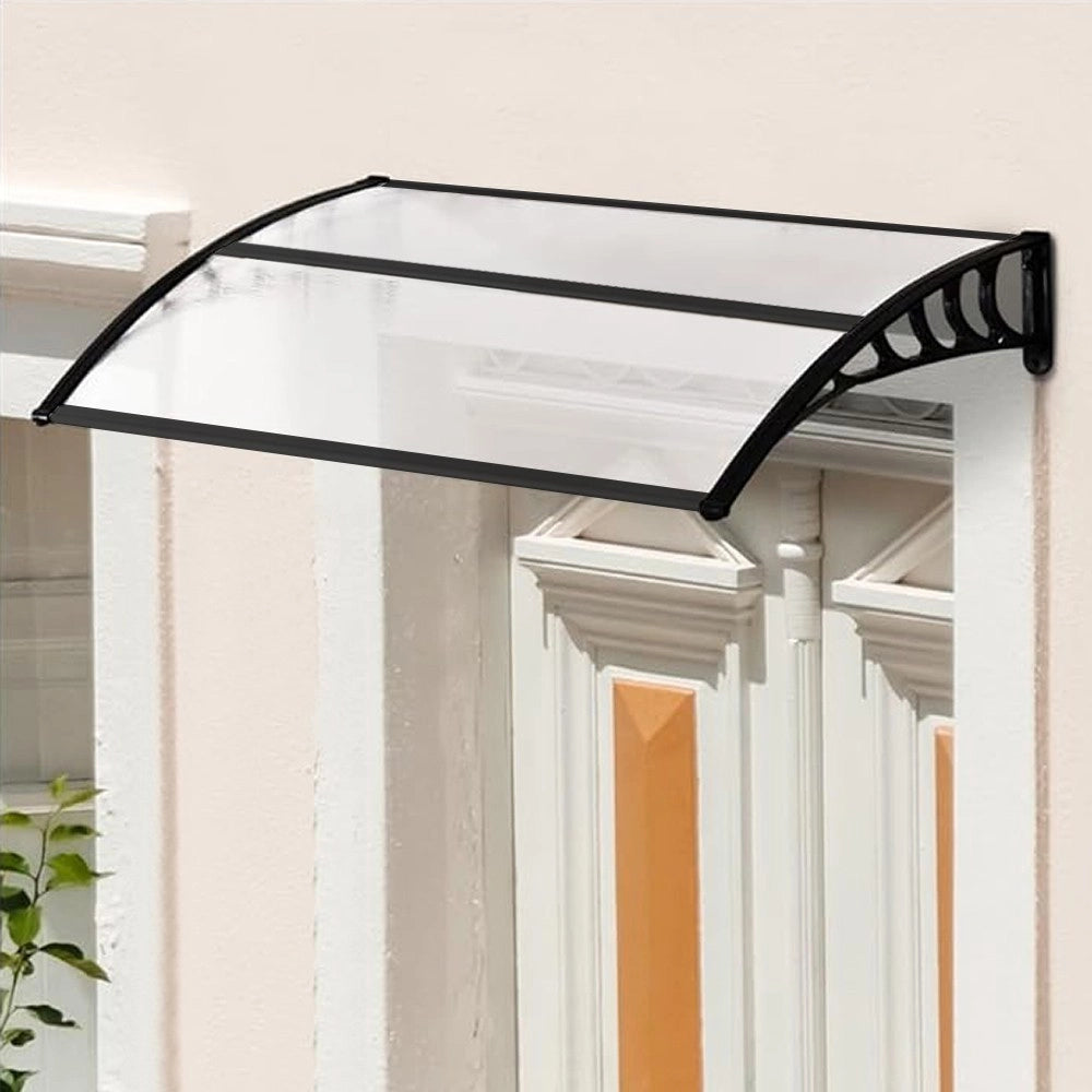Pensilina Tettoia Modulare Tetto Copertura Porta Finestra Esterno Alveolare Trasparente - 100x80 Cm