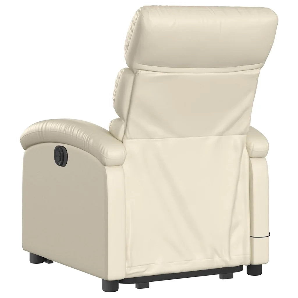 Poltrona Alzapersona Reclinabile Massaggio Crema Similpelle 3204048