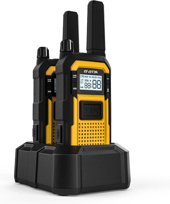 Due Way Radio Professionale IP67 Dual PTT 2000mAh PMR446 Emergenza Radio da Cantiere Gialla Due a Pacchi