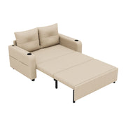 Divano letto 2 posti - con funzione relax e USB - con portabicchieri e tasche - beige