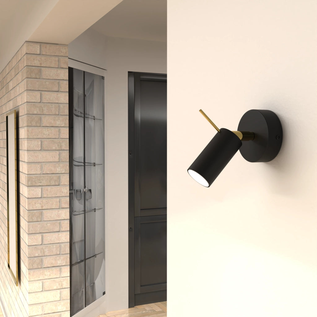 Applique da parete Preston 1xGU10 40W nero/ottone Milagro