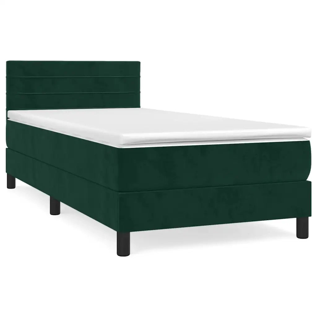 Giroletto a Molle con Materasso Verde Scuro 90x200 cm Velluto cod mxl 61487