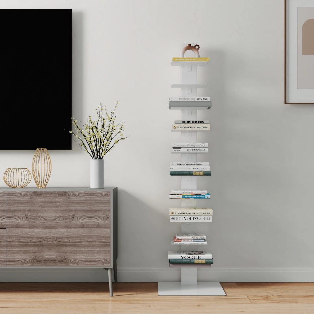Libreria a Schienale Eksjö Scaffale a 10 Ripiani 150 x 39 x 39 cm Acciaio - Bianco [en.casa]