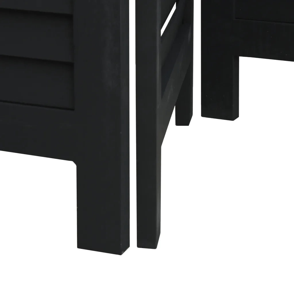 Divisorio Ambienti 3 Pannelli Nero Legno Massello di Paulownia 358846