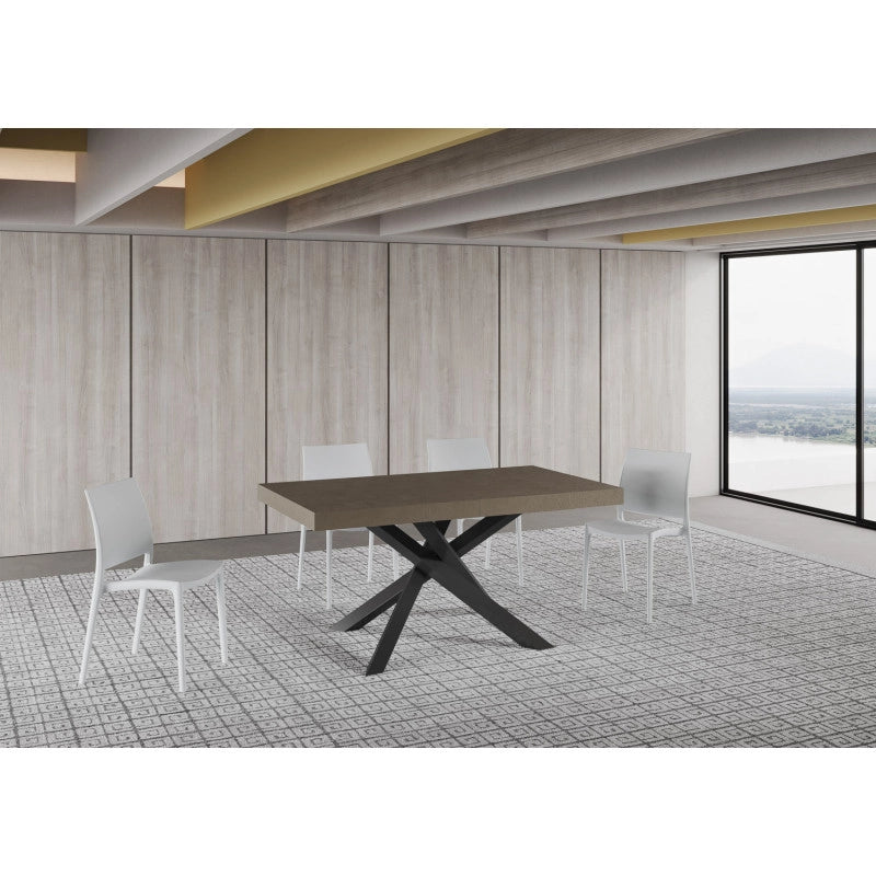Tavolo allungabile 160/264x90 cm Volantis telaio Antracite - Tortora