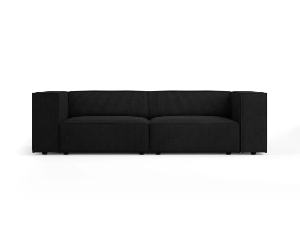 Cosmopolitan Design - Divano "Arendal" 3 posti in ciniglia con effetto a coste nero 