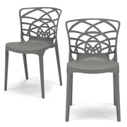 Set 2 sedie in polipropilene ARMONIA, impilabile, resistente ai raggi UV, design moderno, ideale per sala da pranzo, cucina, sala d’attesa, bar, ristoranti o giardino, colore Cemento