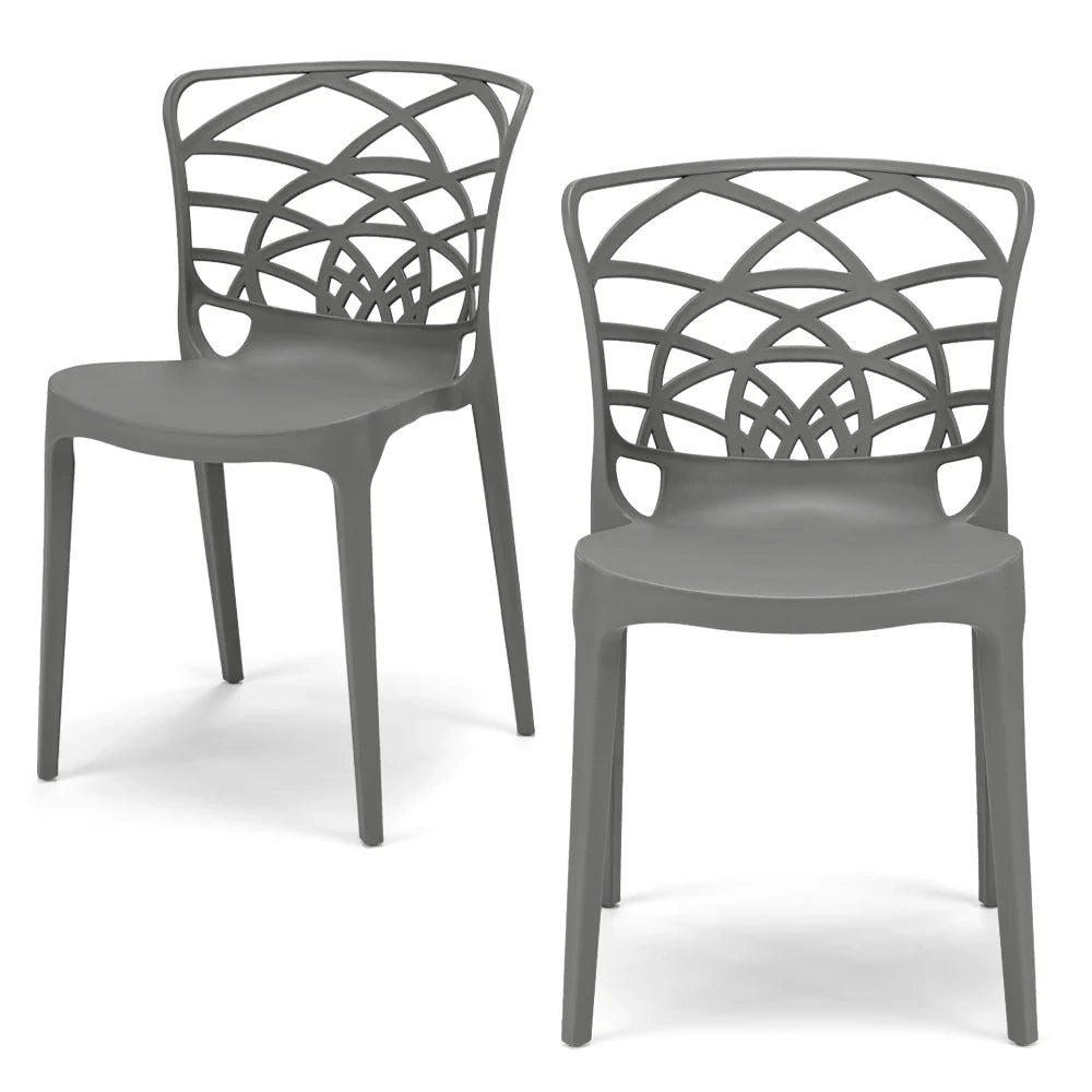 Set 2 sedie in polipropilene ARMONIA, impilabile, resistente ai raggi UV, design moderno, ideale per sala da pranzo, cucina, sala d’attesa, bar, ristoranti o giardino, colore Cemento