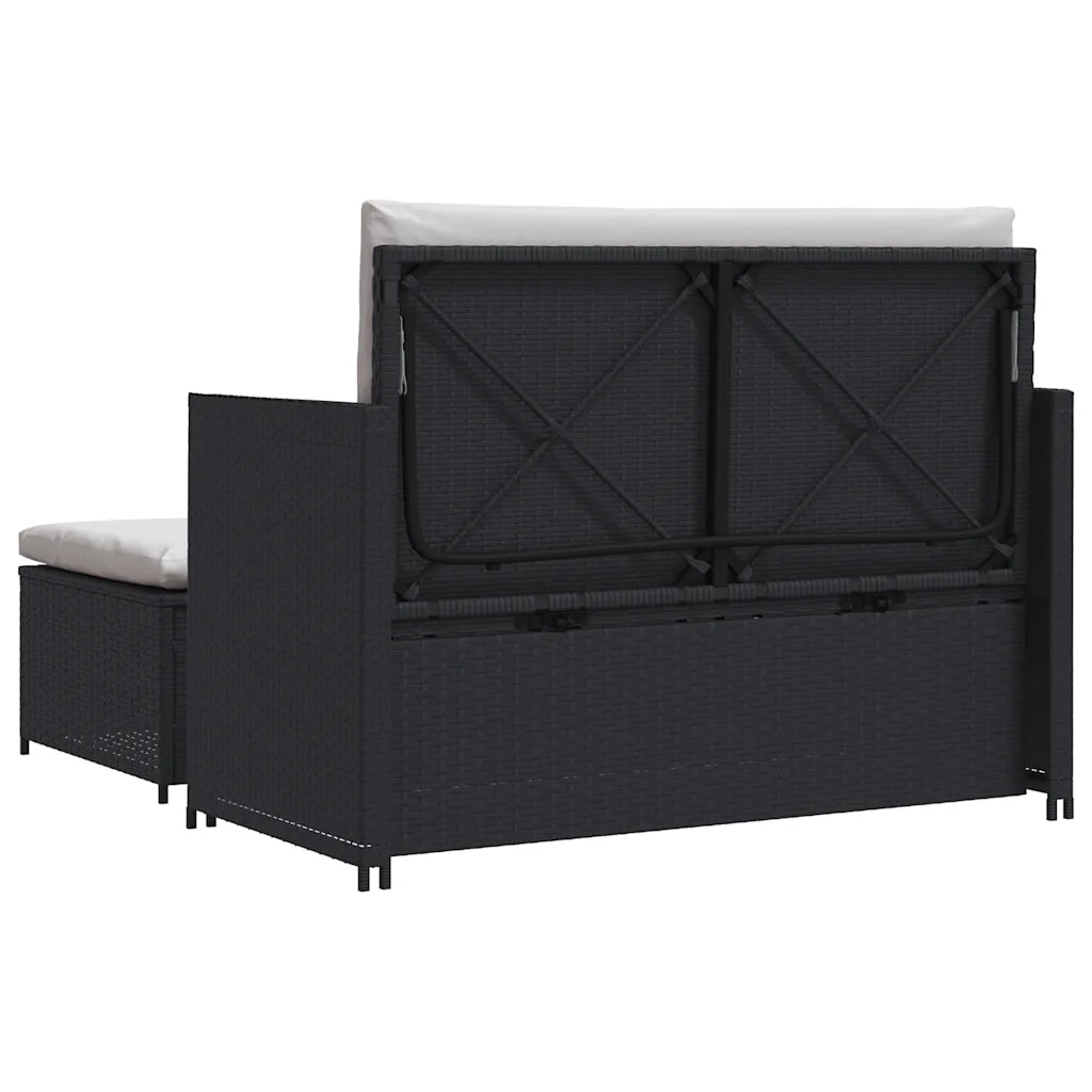 Set Divani da Giardino 2 pz con Cuscini in Polyrattan Nero