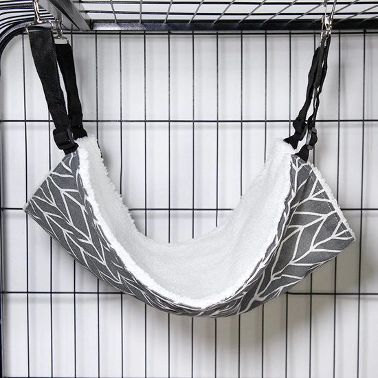 Hangmat per Gatti con Funzione di Ritorno per Gabbie Animali con Cinture Regolabili e Grucce Metalliche con Sostegno Bilaterale per Gatti Piccoli Cani e Conigli (Dimensioni M: 38cm*48cm) - colore grigio scuro