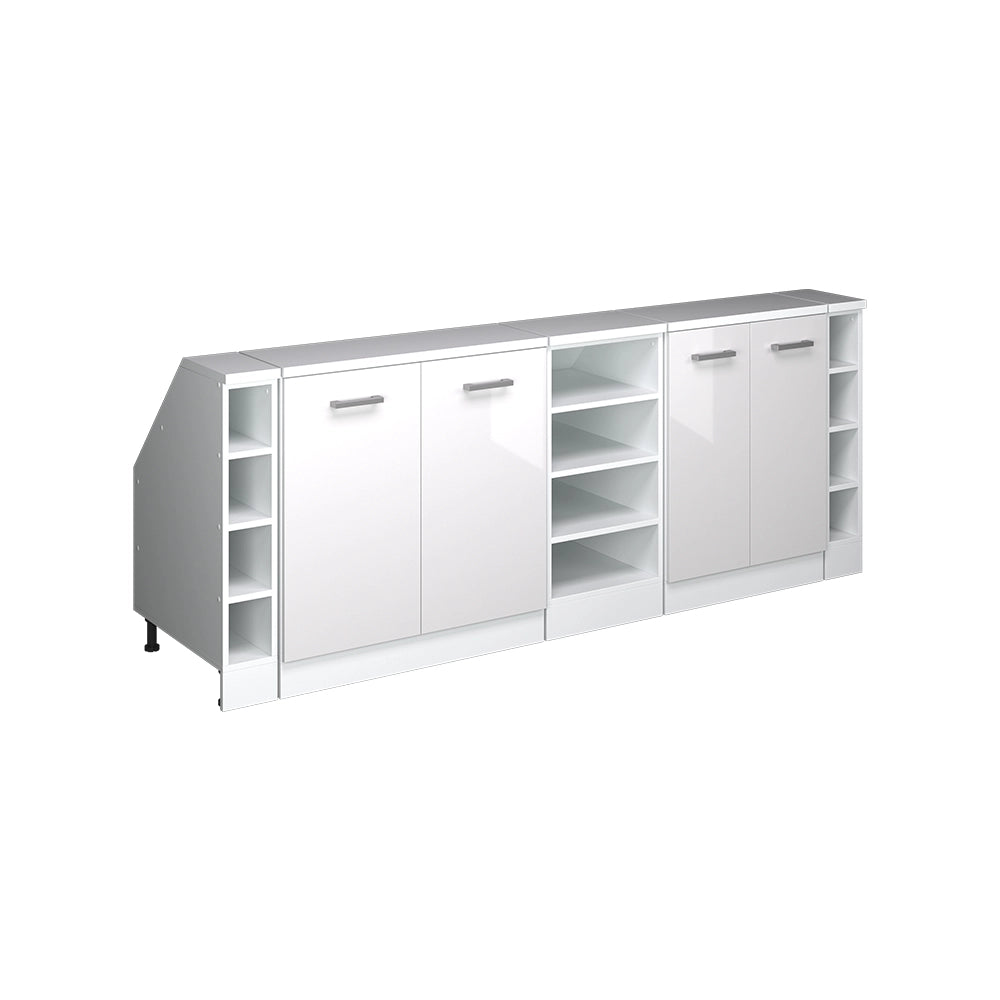 Mobile cucina sottotetto R-Line Bianco lucido/Bianco 210 cm Set di 5 carcasse armadio profondità 60 cm Vicco