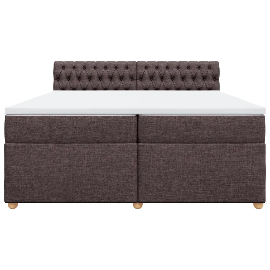 Giroletto a Molle con Materasso Marrone Scuro 200x200cm Tessuto