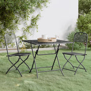 Set da Pranzo per Giardino 3pz Rete Metallica Espansa Antracite 3084719