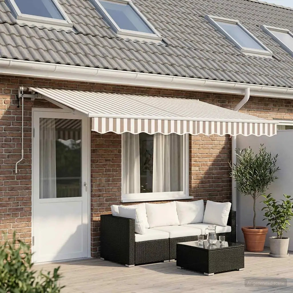 Tenda retrattile Grigio chiaro e bianco 450 × 300 cm 3426177