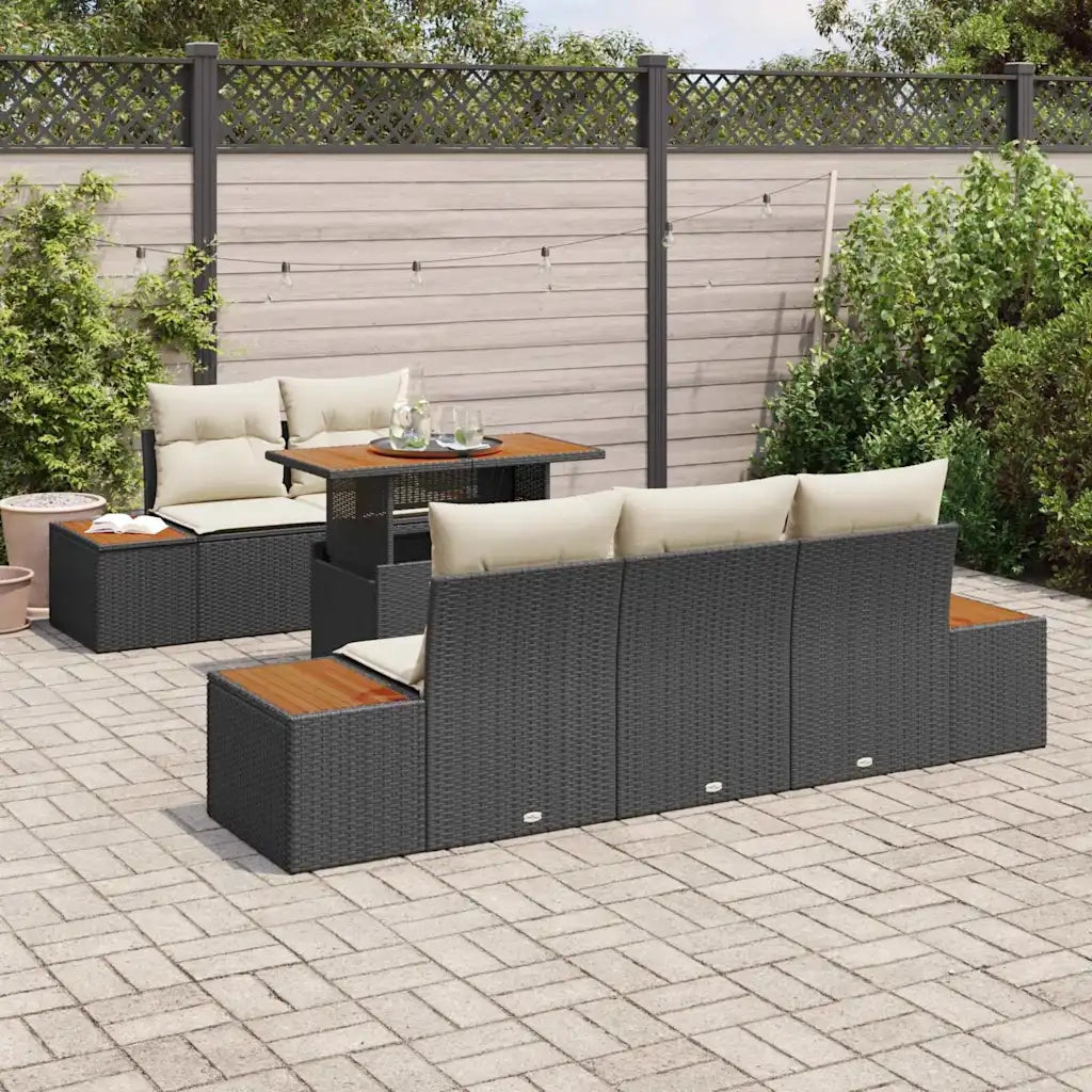 Set Divano da Giardino con archiviazione 6 pcs Nero Poly Rattan 3358761