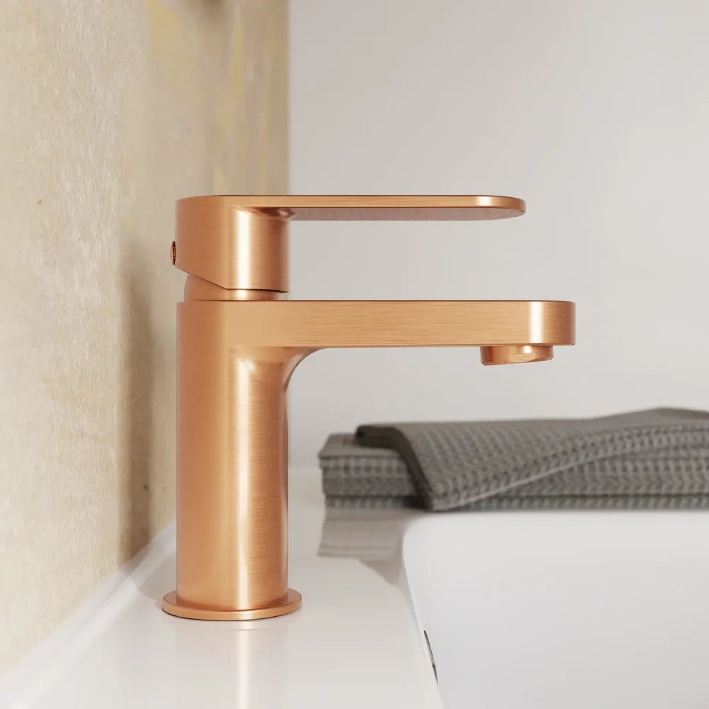 Set miscelatori lavabo 13cm bidet miscelatore esterno vasca rame spazzolato | Margot