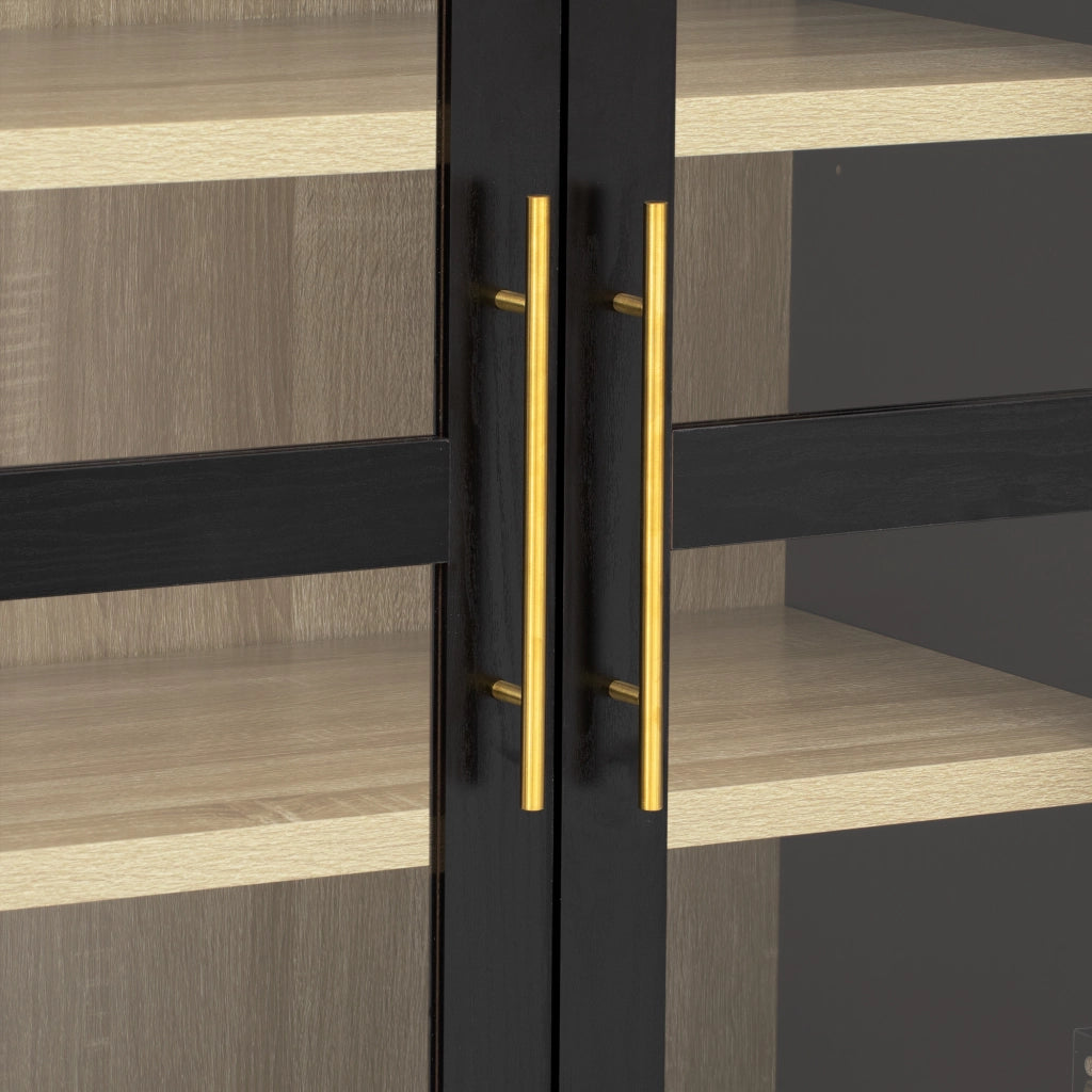 Credenza alta 76.2x40.1x180 cm con ripiani regolabili e cassetti in MDF nero