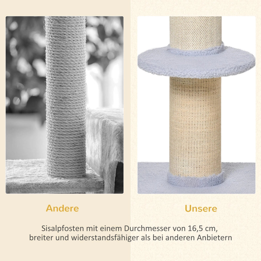Tiragraffi per gatti 91 cm con piattaforme, cuscino e pali sisal ¨C Xylo ¨C Azzurro