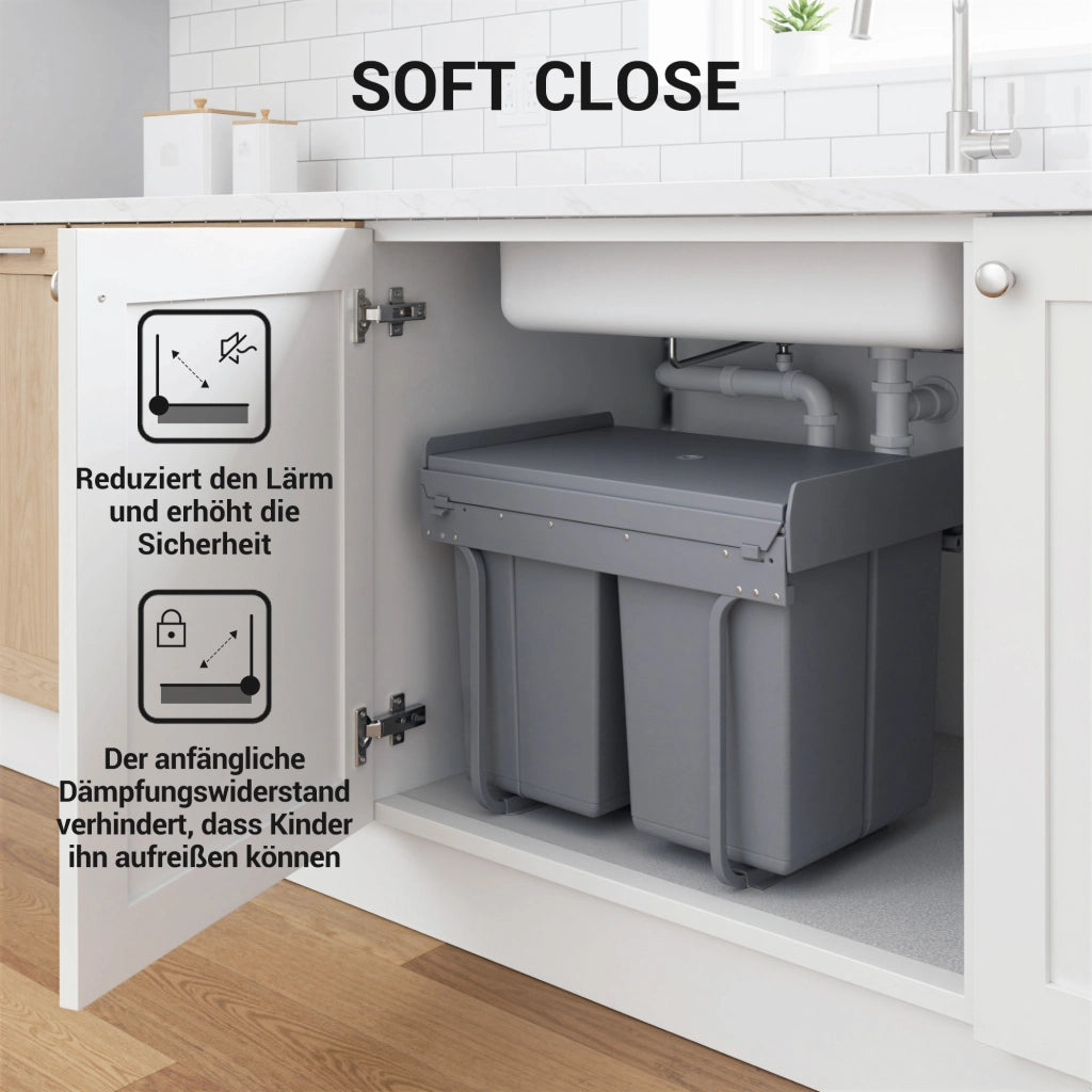Sistema di raccolta differenziata con 3 contenitori ¨C zephmum ¨C Grigio