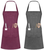 Cucina Schort Acqua-Resistente - Adattabile - Bordeaux e Grigio - Cucina - Con Tasca - Adatto per Adulti - 70x66 cm