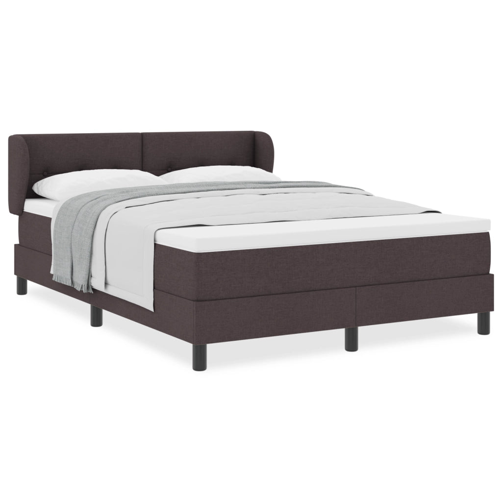 Letto Box con Materasso Marrone Scuro 140x200 cm Tessuto