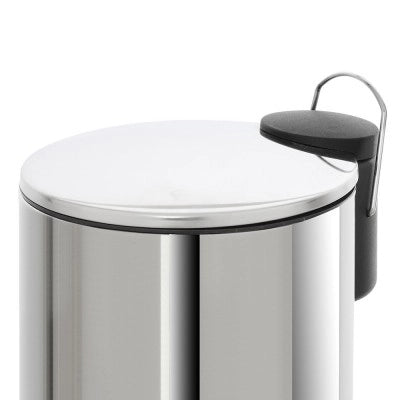 Pattumiera bagno in acciaio cromato con pedale e coperchio slim 3 lt