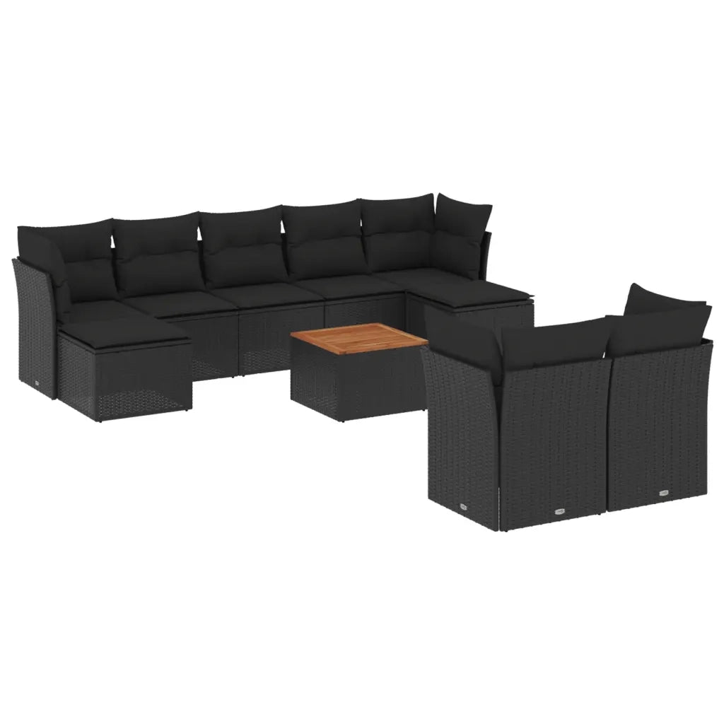 Set Divani da Giardino 10pz con Cuscini in Polyrattan Nerocod mxl 87924