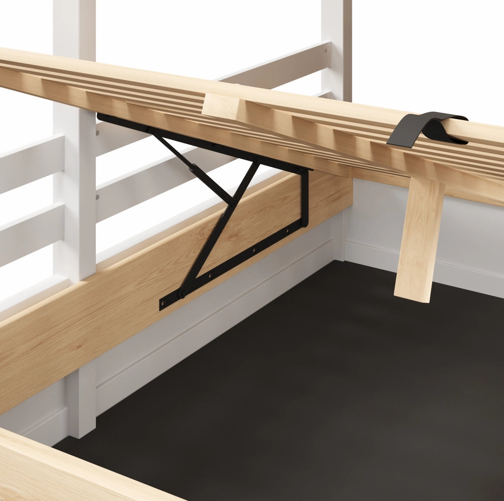 Letto a castello con contenitore idraulico e design casetta 90x200 / 140x200