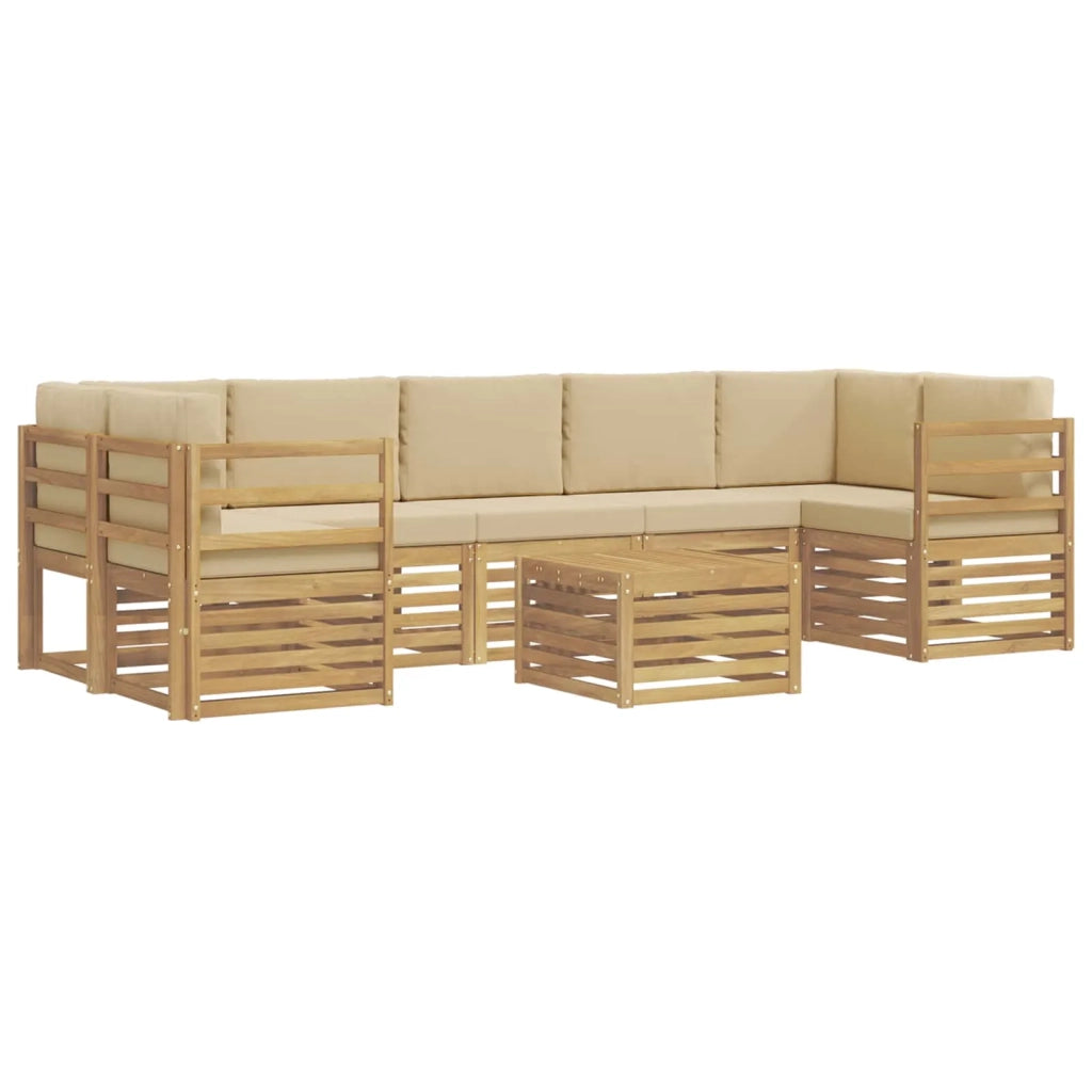 Set di divani da esterno 8 pcs Bianco e Beige Poliestere 3391538