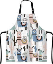 Schort per cuochi con disegno alpaca e cactus, cinturino regolabile per uomo e donna, adatto per la cucina, il barbecue, il ristorante, la griglia, la cottura, la preparazione.