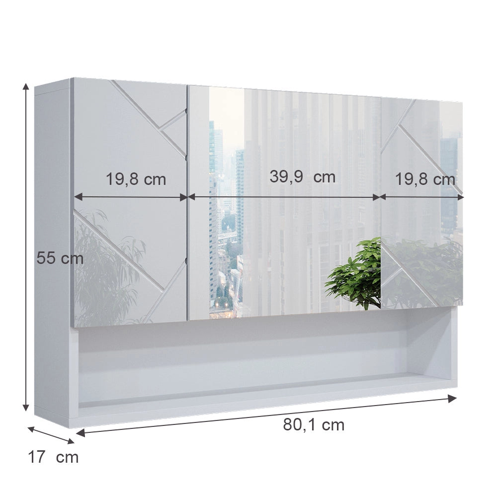 Vicco Specchio contenitore bagno Bianco lucido 80.1 x 55 cm