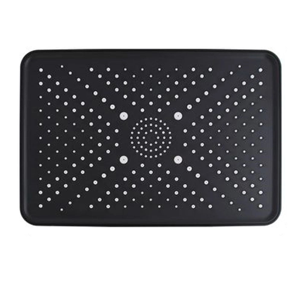Trade Shop - Soffione Doccia Rettangolare Ugelli Fori Bagno Miscelatore Nero 32x22cm In Abs 87536 -
