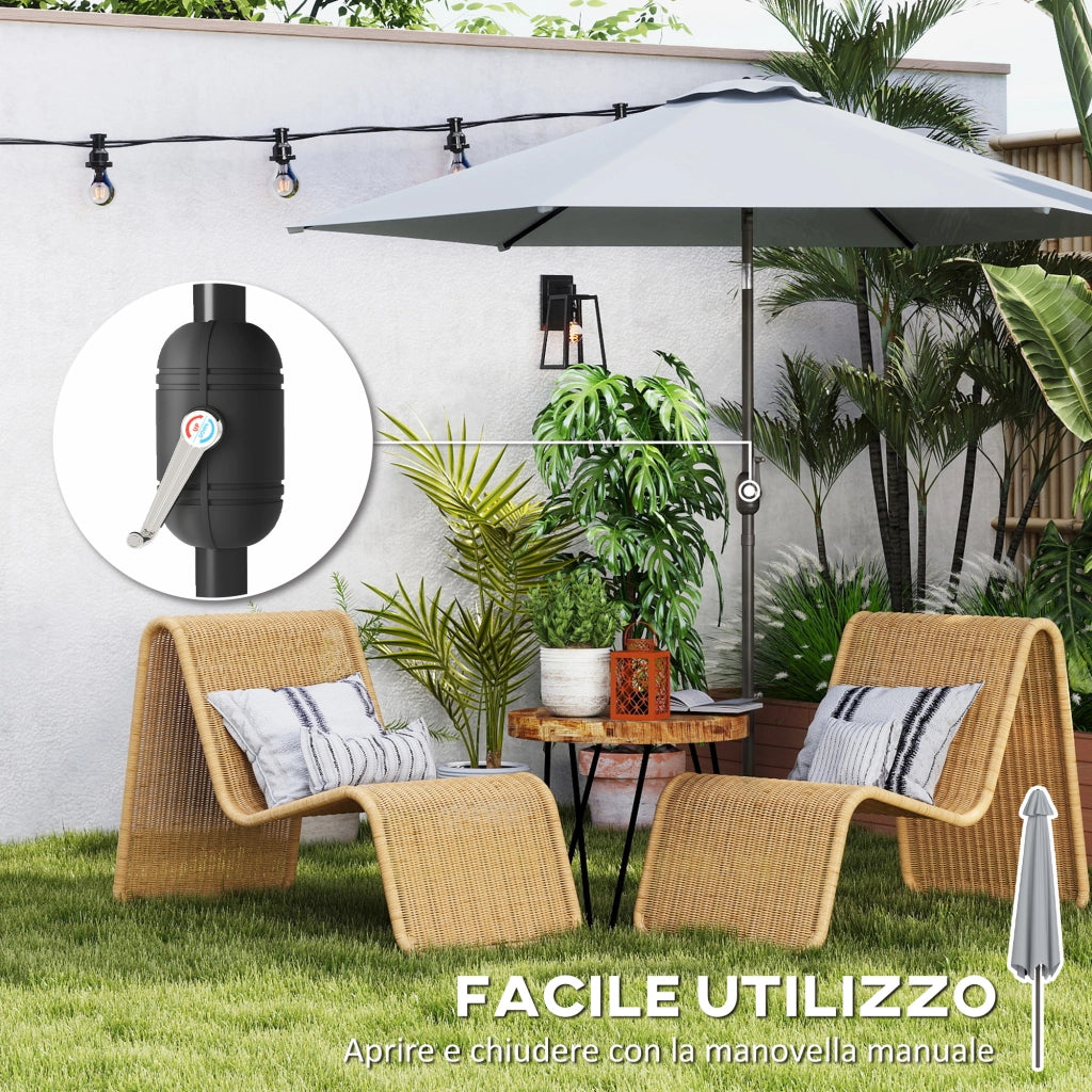 Ombrellone da Giardino Inclinabile 3x3 m ¨C Zephmum ¨C Grigio Metallo Poliestere