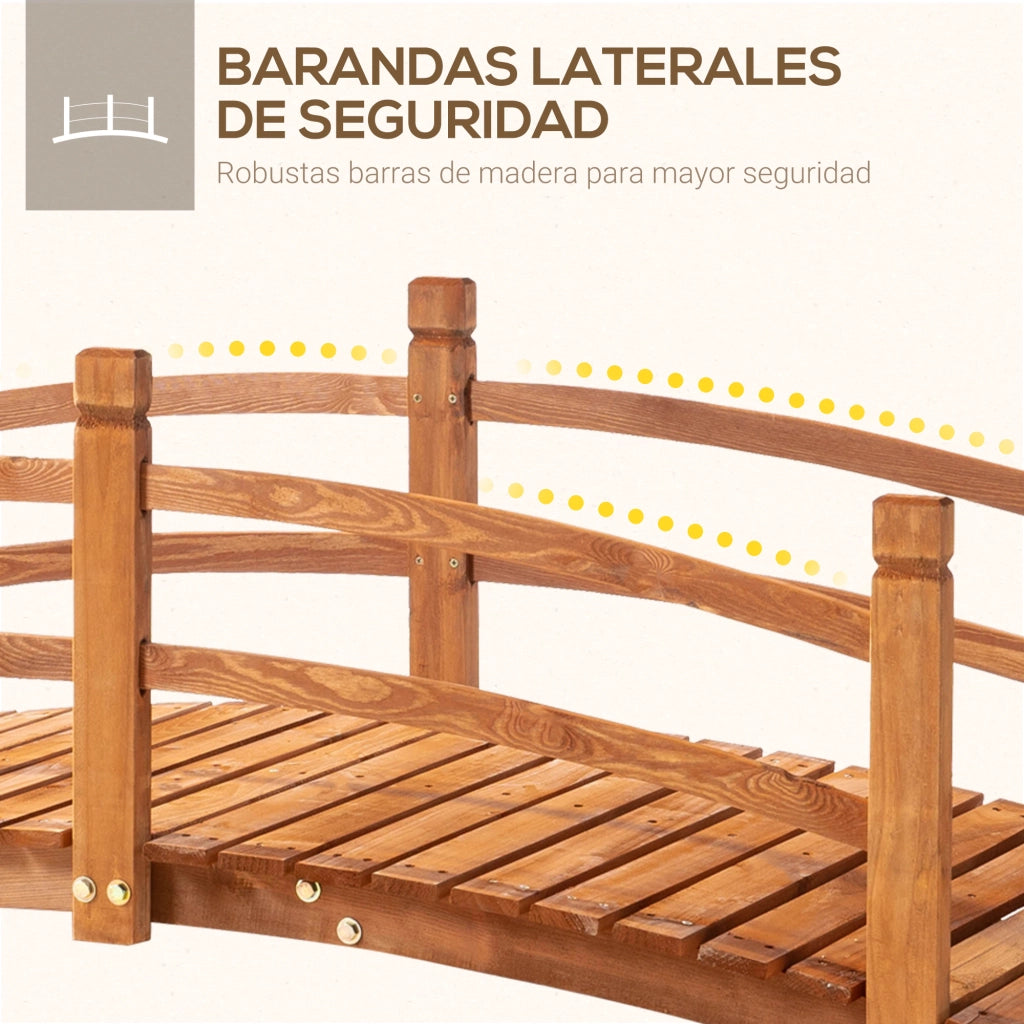 Ponte per Giardino in Legno con Passamano ¨C Zephmum ¨C 185x72x58 cm Colore Naturale