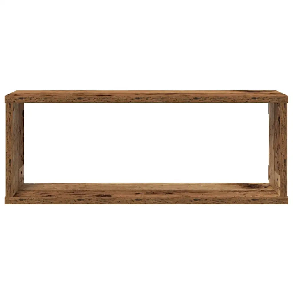 Mensole a Cubo Muro 4 pz Legno Antico 60x15x23 cm in Truciolato 856587