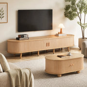 Set mobile TV e tavolino in MDF noce chiaro con contenitore