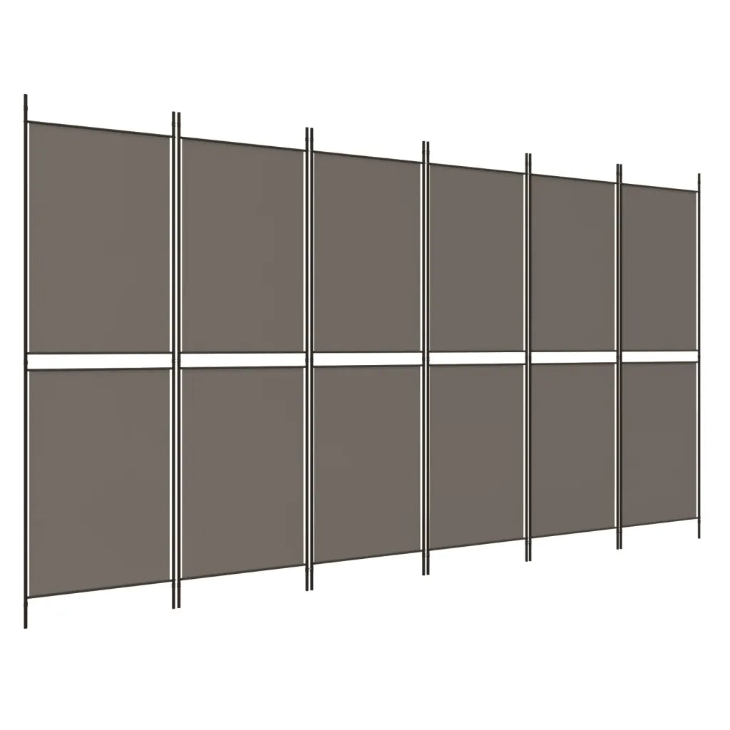 Divisorio a 6 Pannelli Antracite 300 x 180 cm Tessuto 350224