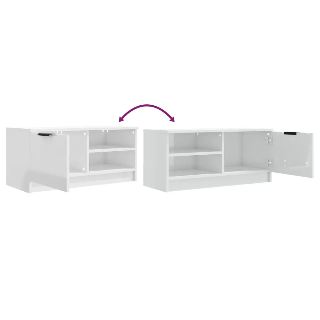 Mobili Porta TV 2pz Bianco Lucido 80x35x45 cm Legno Multistrato 811479
